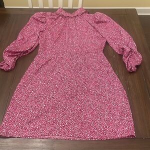 Stylish Who what wear pink leopard dress high with puff sleeves medium